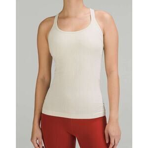 352 - Lululemon Ebb To Street Racerback Crop Tank in Natural Ivory Sz 8 *PULL